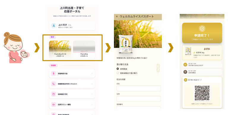 上川町出産・子育て応援ポータル 画面イメージ